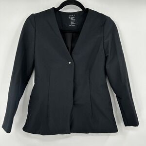 ADAY Trailblazer Black V Neck Button Blazer Jacket‎ Womens XS Recycled Polyester